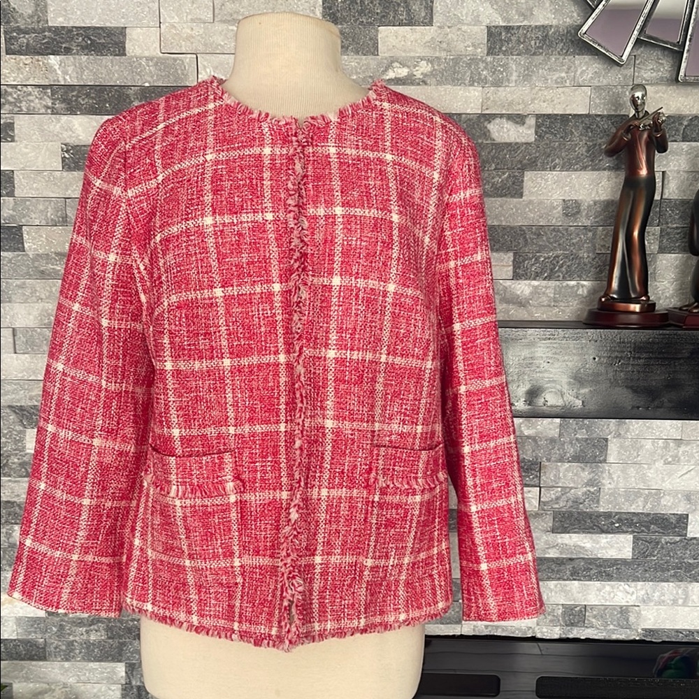 TALBOTS Women’s Jacket Pink Cotton Blend Size 14